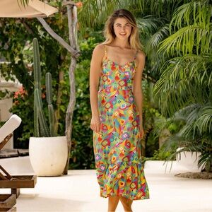 Kenny Flowers Classic Multicolor The Caribbean Exercise Maxi Dress Size Large